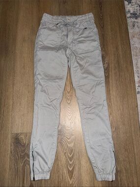 American Eagle Outfitters Light Gray Zip-Cuff Drawstring Joggers